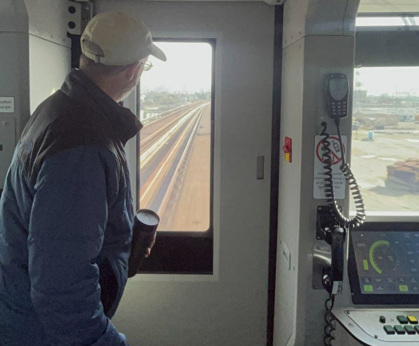 Senator Glazer on a BART train