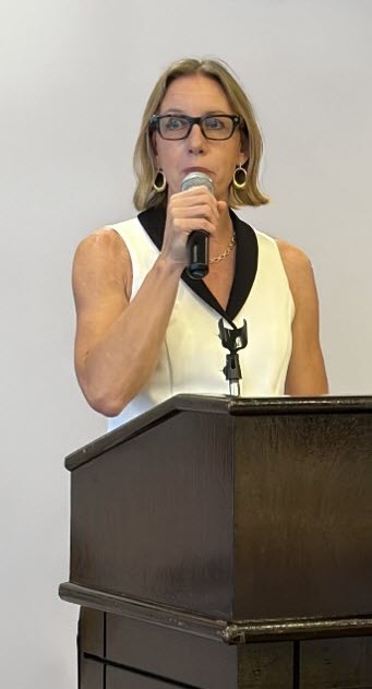 Senator Blakespear speaking at Laguna Hills Chamber of Commerce